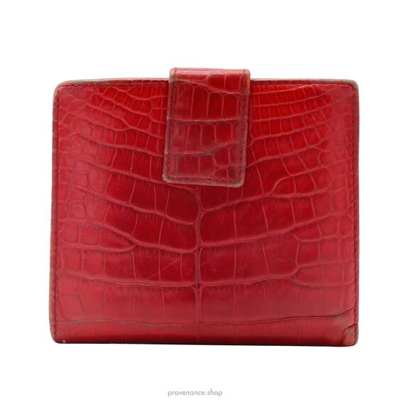 🔴 Gucci Bamboo Trifold Wallet - Red Crocodile Leather - Picture 3 of 15